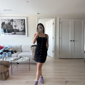 H&M Black Mini Dress with Button Detail